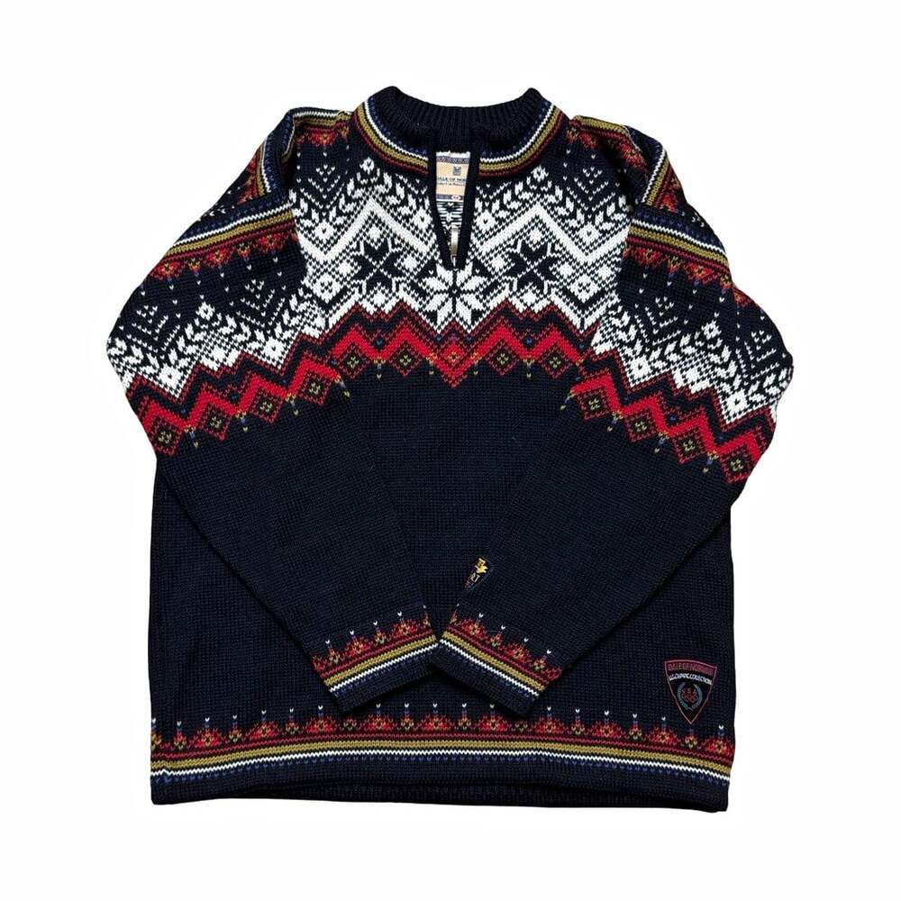 Dale of Norway Wool Knit Fair Isle 1/4 Zip Mock Neck Olympic Sweater Men’s M